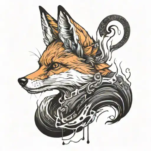 Bloody Fox Head And A Handful Of Coal In The Blood Below The Fox's Head