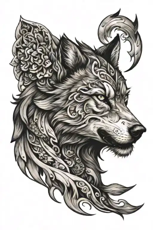 Realistic Wolf Mixed With Warrior And Dreamchaser