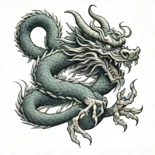 Chinese Dragon Wrapped Around Hand Reaching