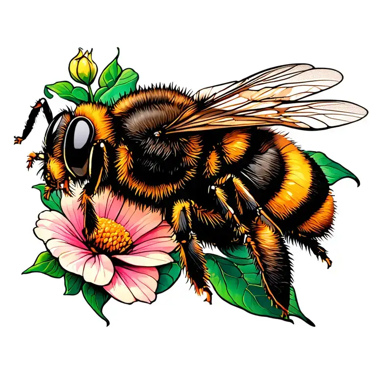 Bee On A Honeycomb With A Flower