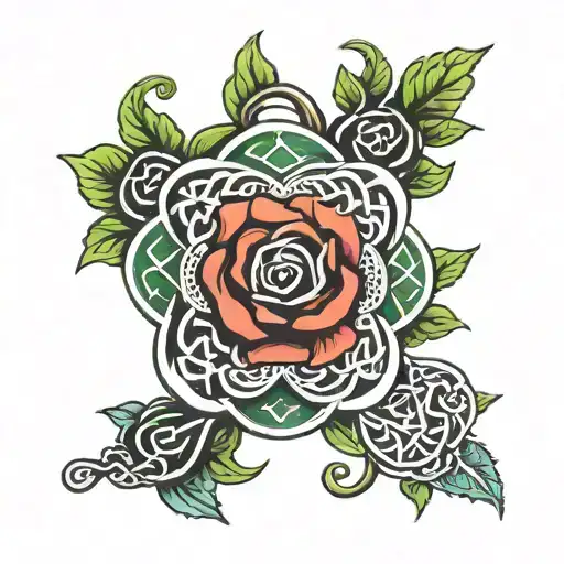 Celtic Rose Tattoo With The Name Cora