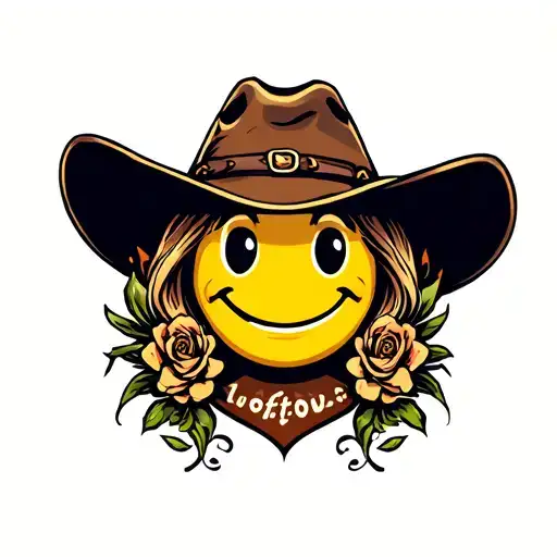 Yellow Smiley Face Wearing Cowboy Hat