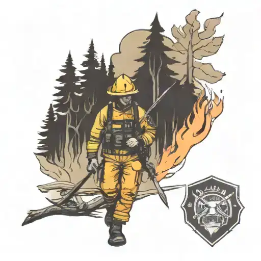Wildland Fire Fighter In The Forest Fighting Fire