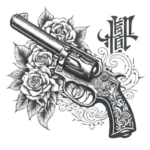Gun With Calligraphy
