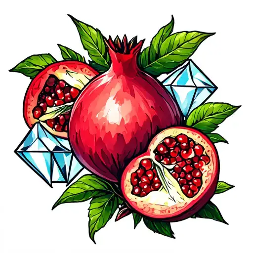 Aries Zodiac Sign Pomegranate And Diamond Shape