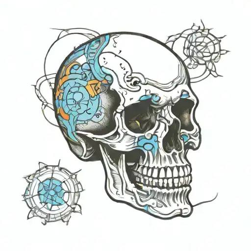 Color Outline Of Human Skull Anatomy