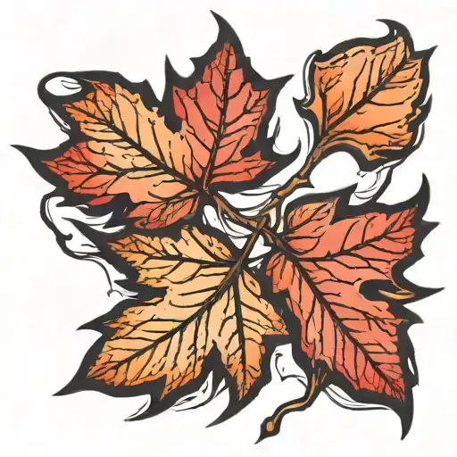 Realistic Red Maple Leaf Intertwined