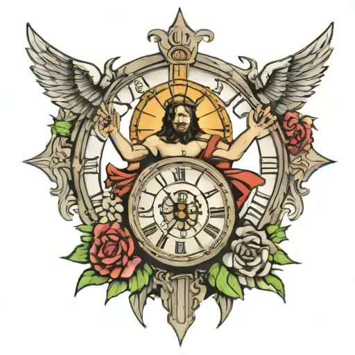 Jesus Christ Crucifiction Within A Clock