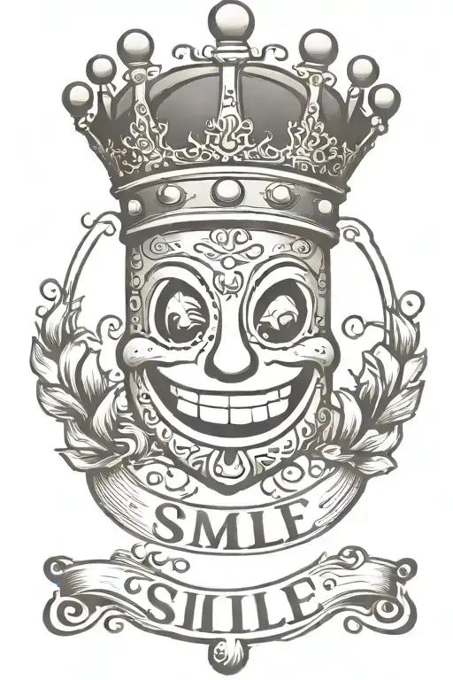 Smile Face Emoji With Letter I With Crown