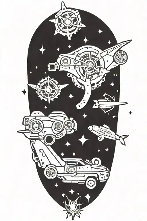 A Mechanic's Toolset Arranged In The Shape Of A Constellation