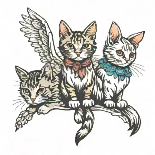 2 Cats And 1 Bunny Angel Wings