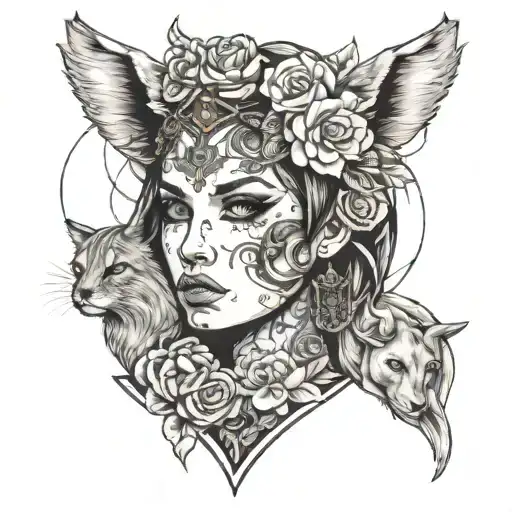 Girls Face That Is Made Up Of Animals That Are Either Regal Or Represent Faith