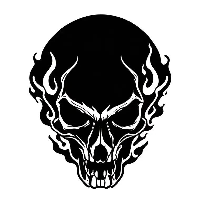 Half Ox Skull With Fire