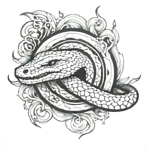 Ouroboros Snake Black And White