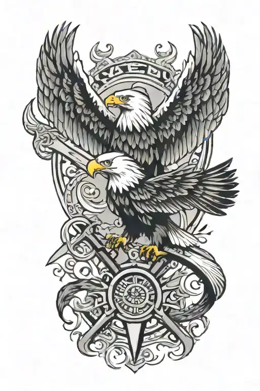 Eagle And Axes Crossing Over Eachother