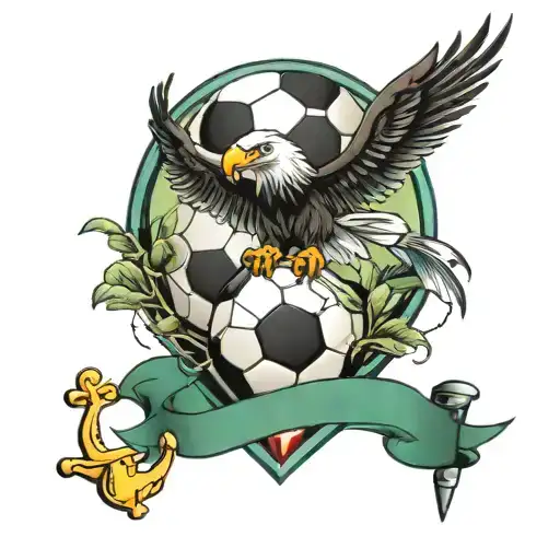 Soccer Ball With Anchor Through It With An Eagle On Top Of Anchor