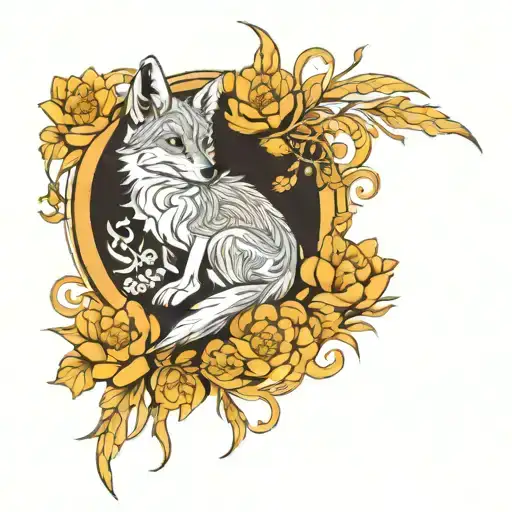 Sitting Coyote With Eidelweiss