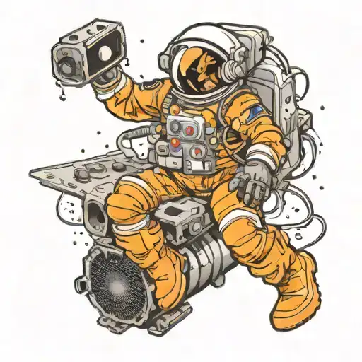 Astronaut Riding On A Subwoofer Through Space