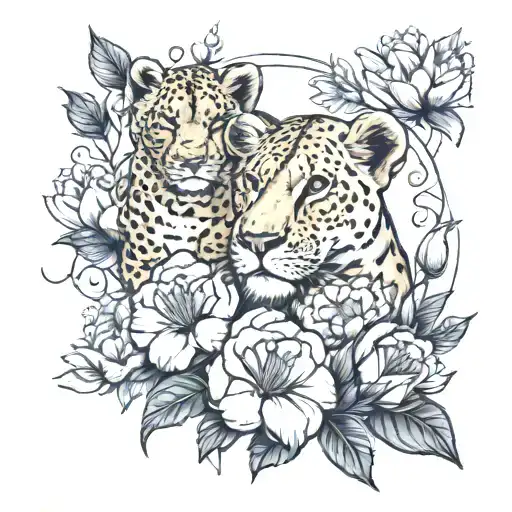 January And August Birth Flowers With A Small Lioness Head