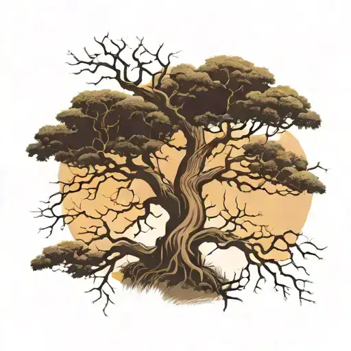 Tree And Branches Stretching Towards