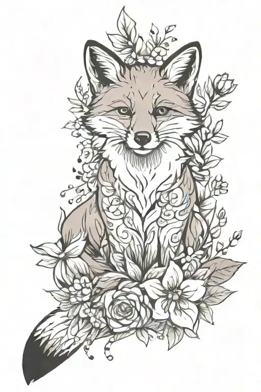 Smiling Fox Surrounded By Flowers
