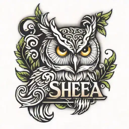 Owl With The Name Shea Written