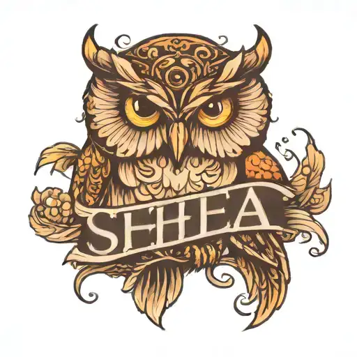 Owl With The Name Shea Written Underneath