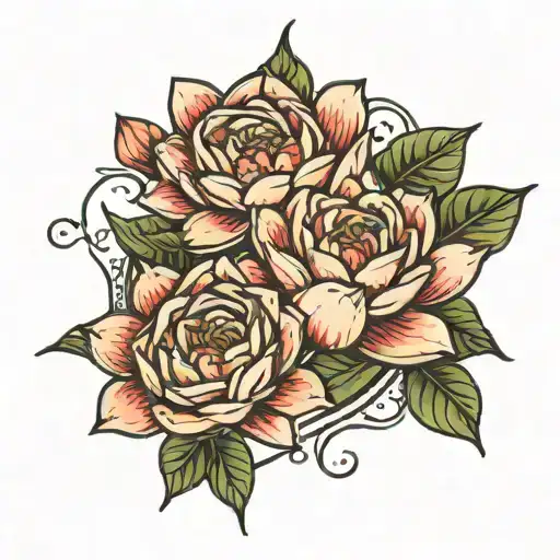 Water Lily And Rose Intertwined