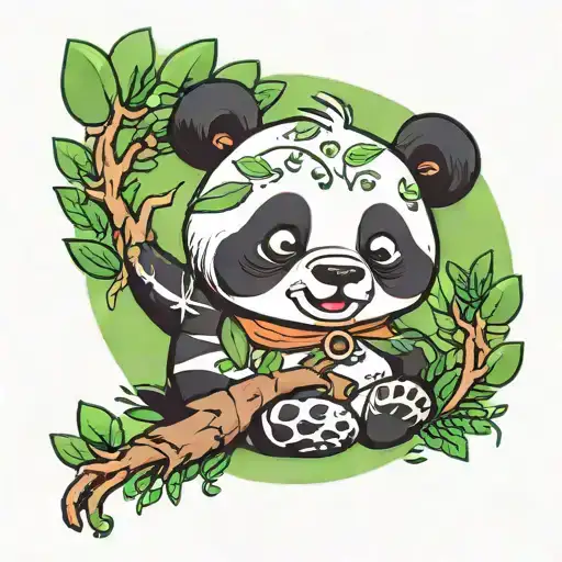 A Cartoon Panda In A Green Forest Saying No Worries