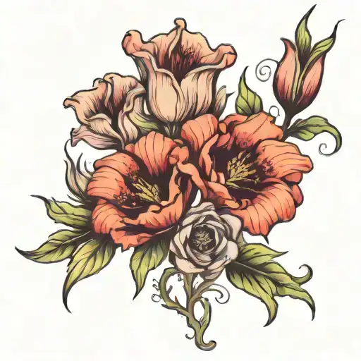 Poppy Rose Honeysuckle And Gladiolus