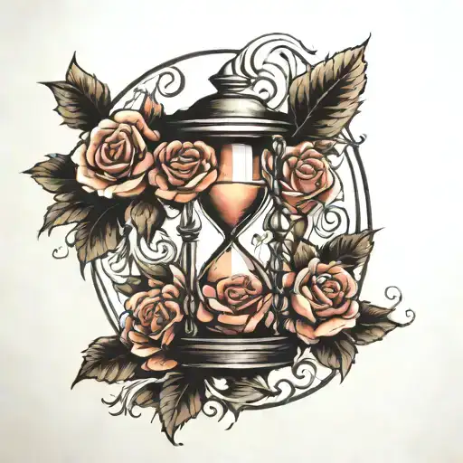 Hourglass With Small Vining Roses