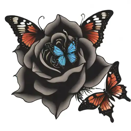 Dead Rose With Butterflies Coming Out It