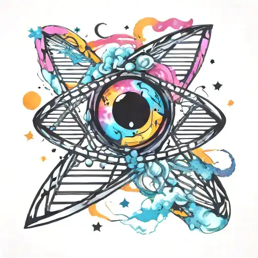 Dna Double Helix Merging With A Black Hole In A Colorful Nebula