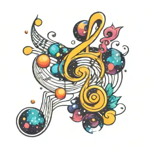 Cosmic Music Notes Swirling Around A Galaxy