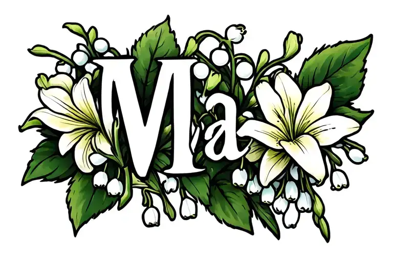 The Name Mia With Lily Of The Valley Flower