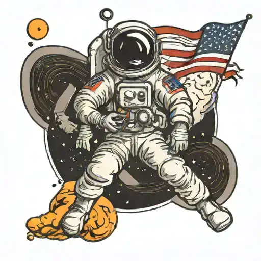 1960'S Pinup Astronaut On The Moon