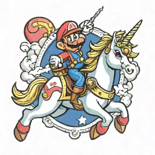 Super Mario Riding A Unicorn