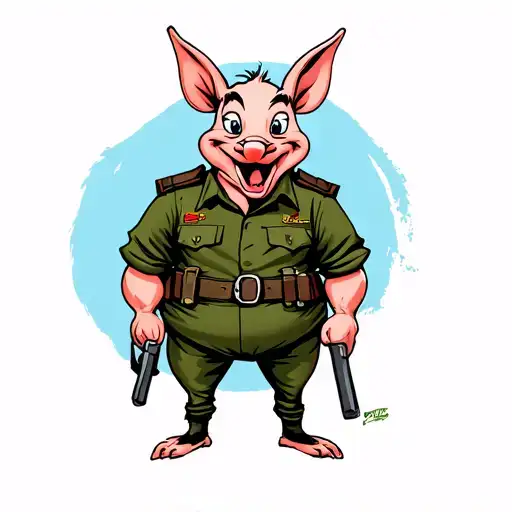 Porky Pig In Military