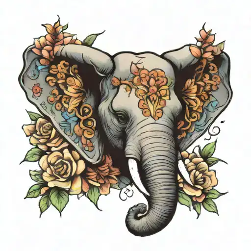 Elephant Head Made From Flowers