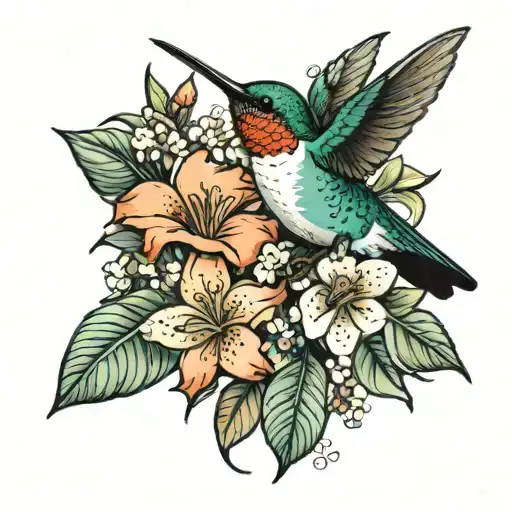 Hummingbird And Grapefruit Blossoms