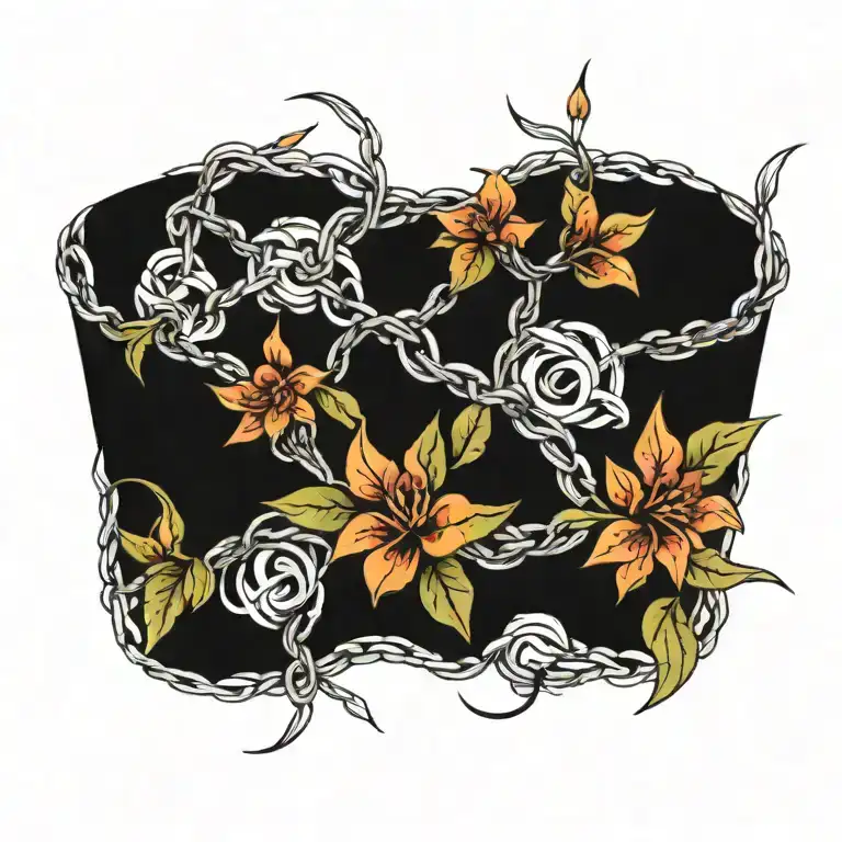 Barbed Wire And Laurels Near Collar