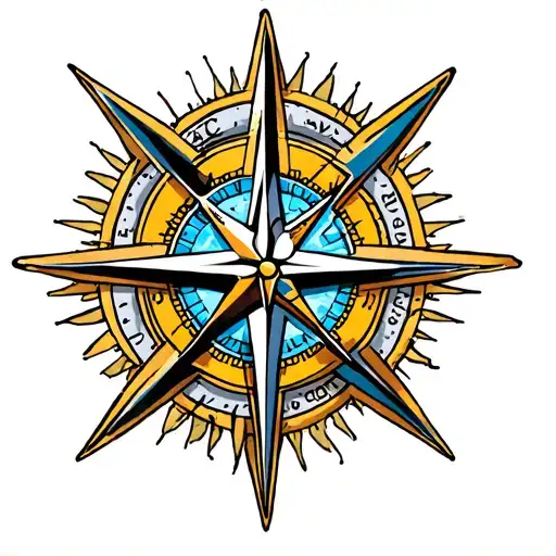 Nautical Star With Compass