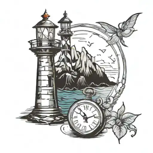 Broken Pocket Watch & Light House