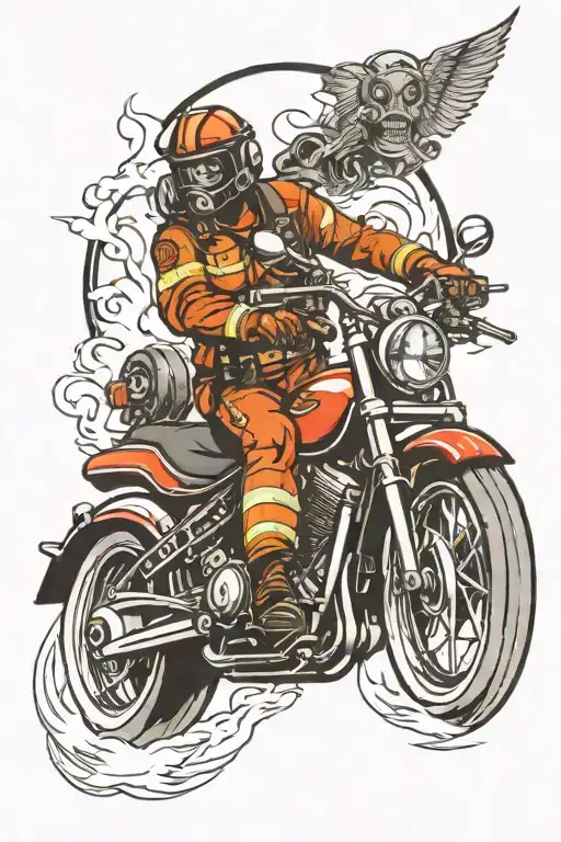 Firefighter And Diavel Dark Motorcycle