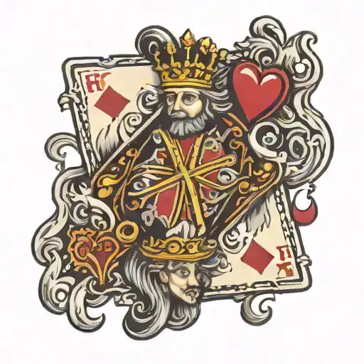 King Of Hearts Playing Card With King And Hearts Made Of Flames Realistic