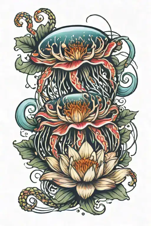 Jellyfish And Water Lily Intertwined