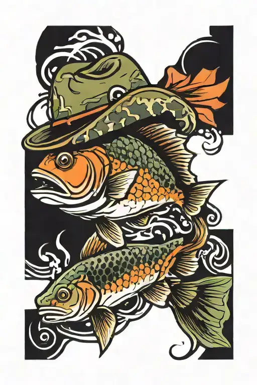 Fish With Cowboy Hat And Camo Pattern Inspired