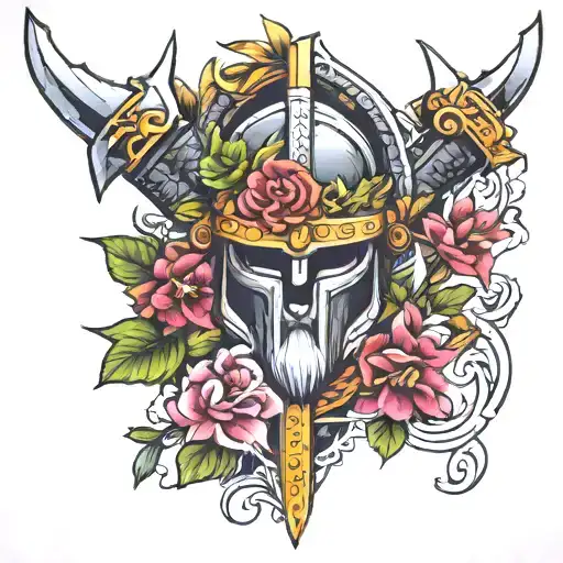 Vikings Spartans And Samurai Weapons Transforming Into Flowers