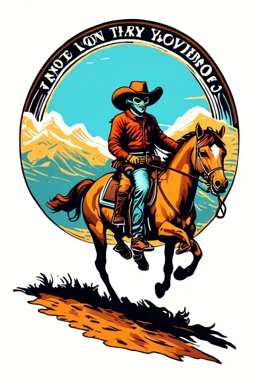 Alien Cowboy Riding A Horse