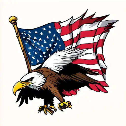 Eagle Holding Flag